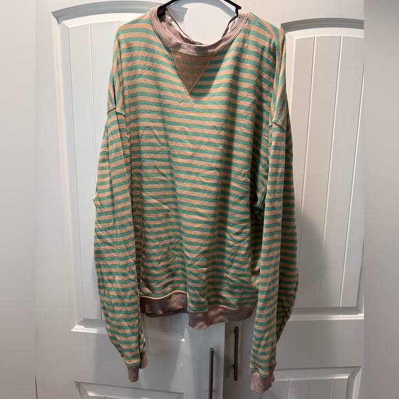 Free People Classic Striped Oversized Crewneck XL - Picture 1 of 3